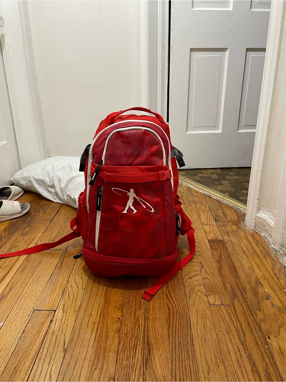 Red Men's Backpack with White Accent